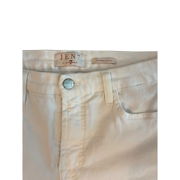 JEN7 BY 7 FOR ALL MANKIND WHITE CROPPED SKINNY JEANS SIZE 10 - Picture 3 of 8